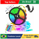 ENVIO NACIONAL - Fita de LED RGB colorida e à prova d'água com fonte e controle.