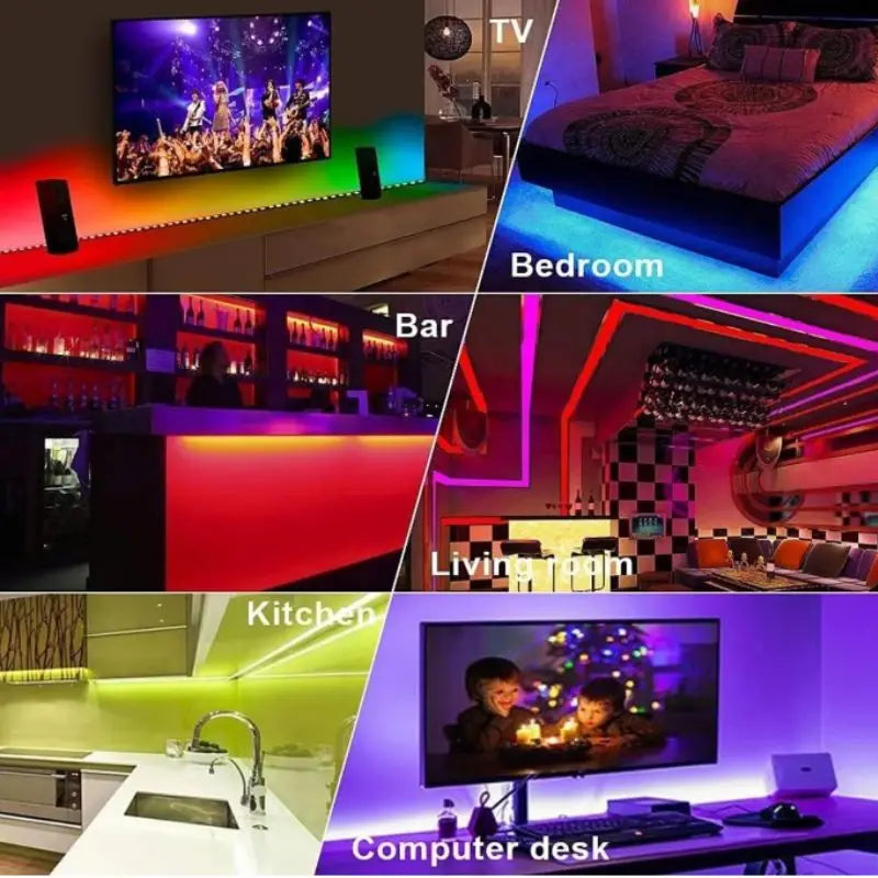 ENVIO NACIONAL - Fita de LED RGB colorida e à prova d'água com fonte e controle.