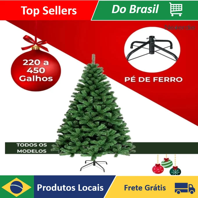 ENVIO NACIONAL - Árvore de Natal Verde 120cm/150cm/180cm com Galhos