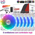 Cooler de 120 mm para gabinete de PC, conector RGB de 6 pinos