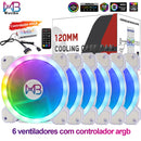 Cooler de 120 mm para gabinete de PC, conector RGB de 6 pinos