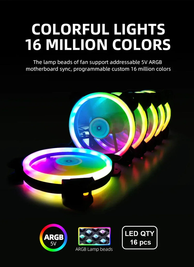 Cooler de 120 mm para gabinete de PC, conector RGB de 6 pinos