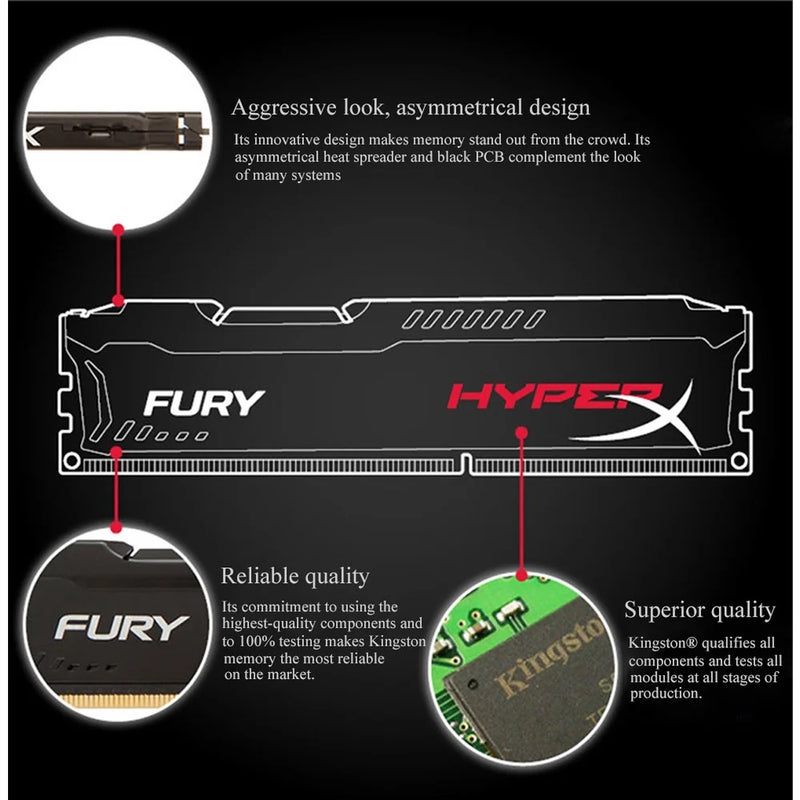 HyperX FURY Desktop DDR4 RAM 4GB 8GB 16GB 2133Mhz 2400Mhz 2666Mhz 3200Mhz DIMM Game Memory